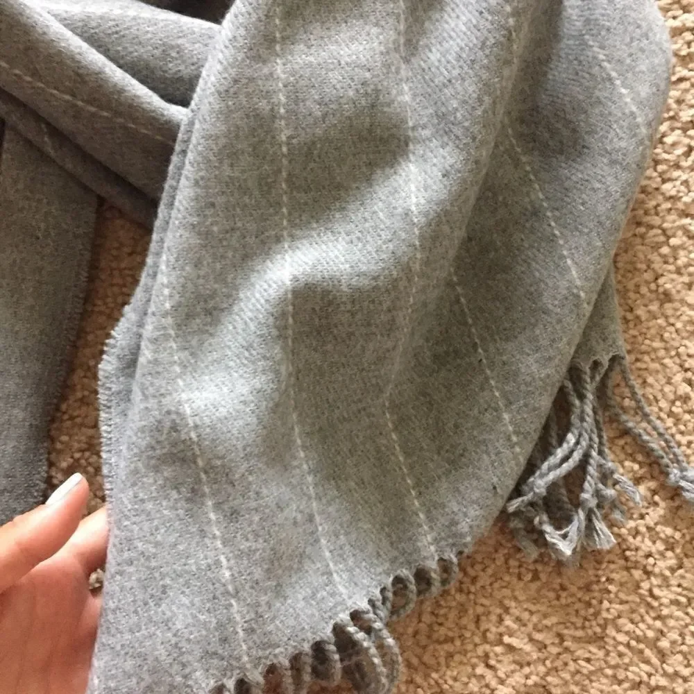 H&M Gray & White Thin Striped Scarf